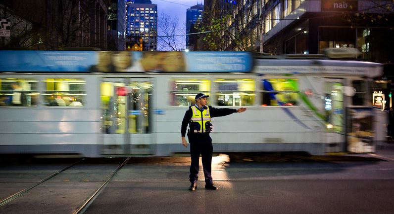 Police directing traffic