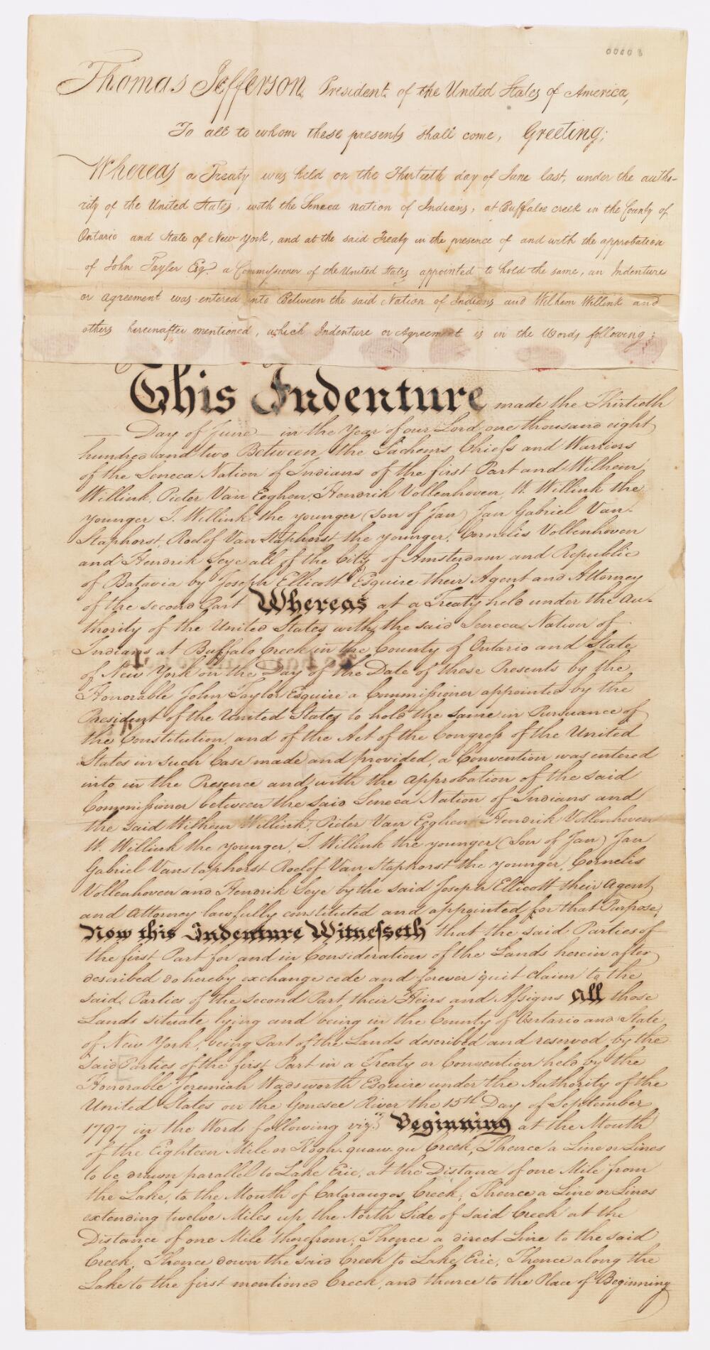 Treaty with the Seneca Indians Signed at Buffalo Creek, New York, 1803