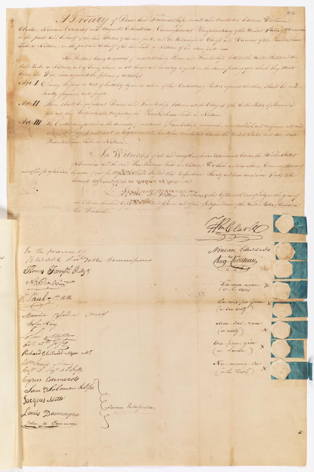 
Indian Treaty Between the United States and the Piankashaw Tribe, 1815